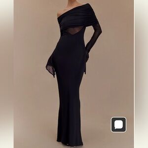 MESHKI one shoulder Maxi Black Dress
